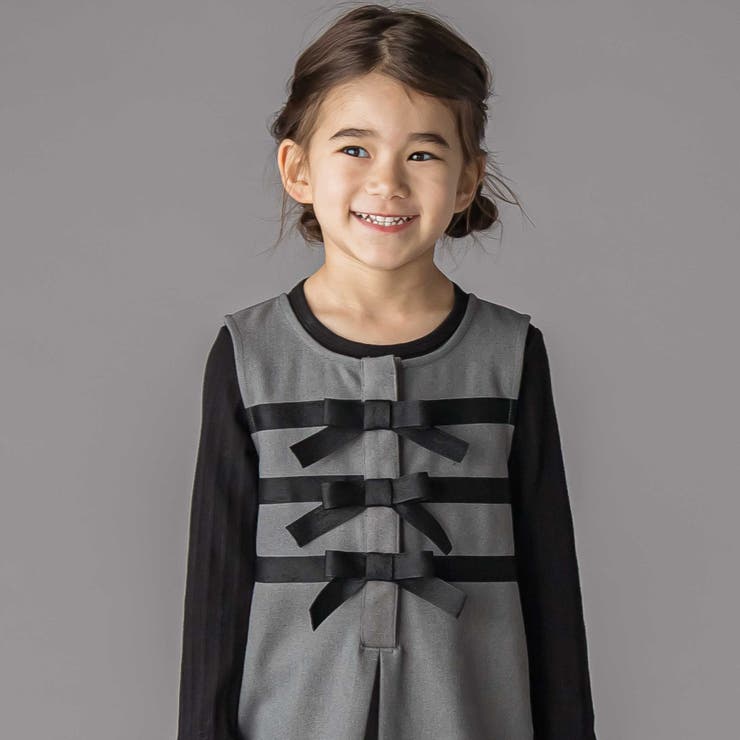 3段リボンAラインジャンパースカート(95~150cm) | BeBe Petits Pois Vert | 詳細画像3 