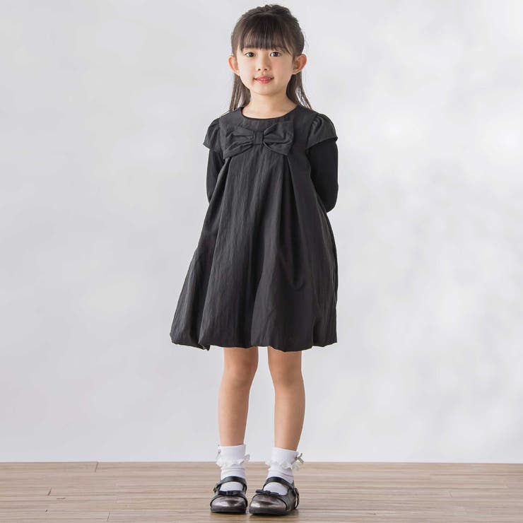 センターリボンバルーンシルエットワンピース(95~150cm) | BeBe Petits Pois Vert | 詳細画像5 