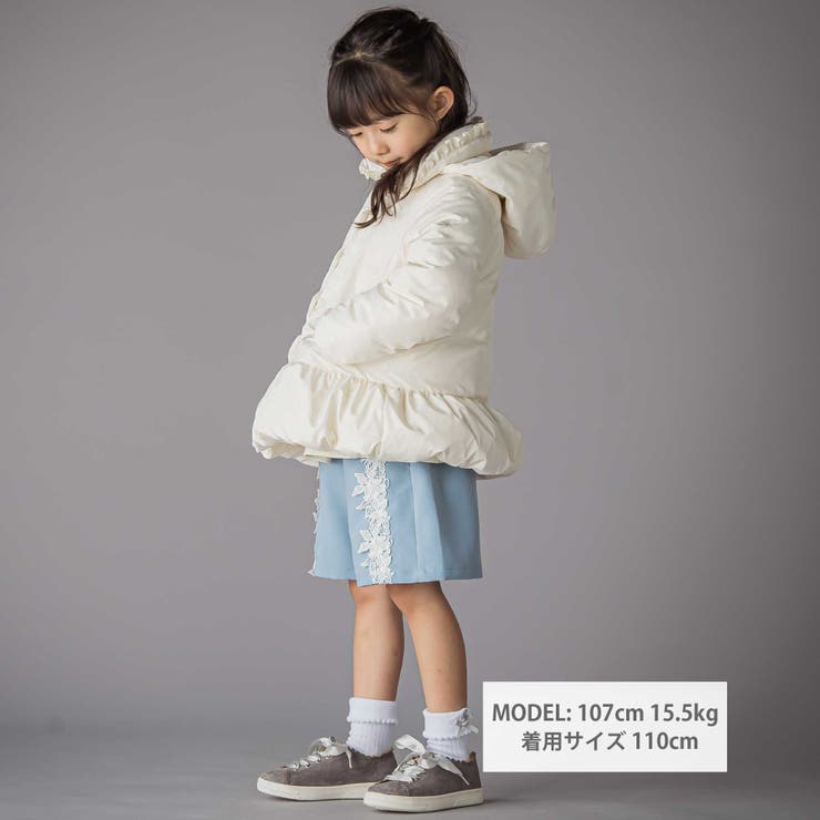 フリル襟スカラップタフタダウンコート(95~160cm) | BeBe Petits Pois Vert | 詳細画像2