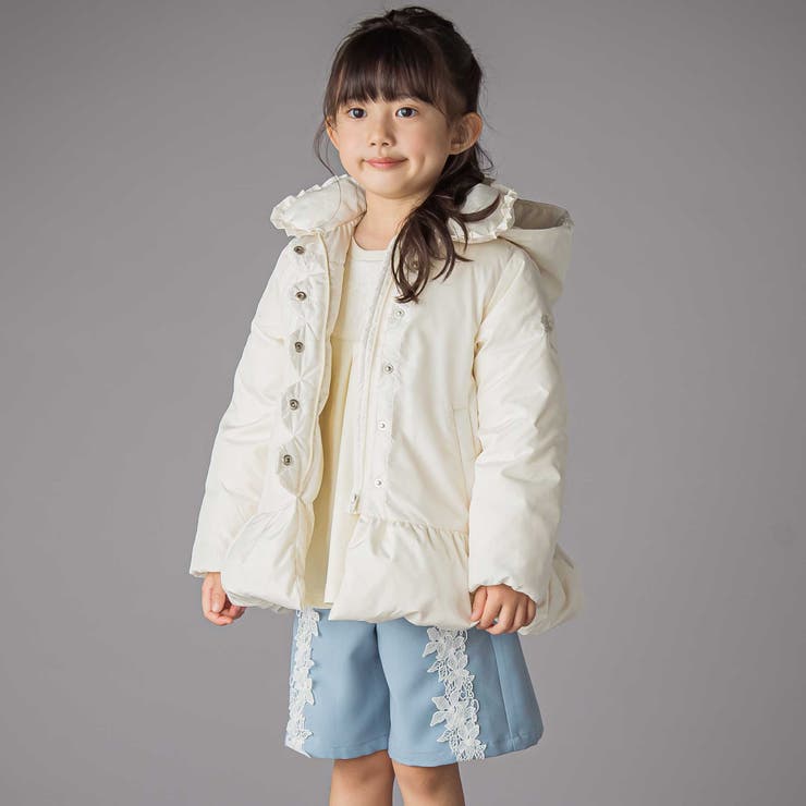 フリル襟スカラップタフタダウンコート(95~160cm) | BeBe Petits Pois Vert | 詳細画像5