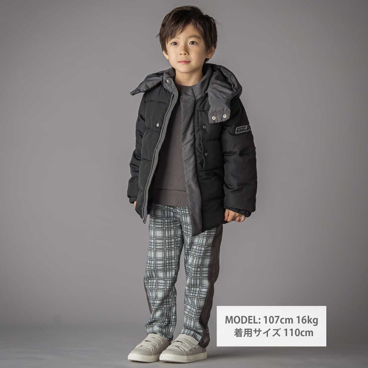 配色タフタ切り替えダウンコート(95~160cm) | BeBe Petits Pois Vert | 詳細画像2 