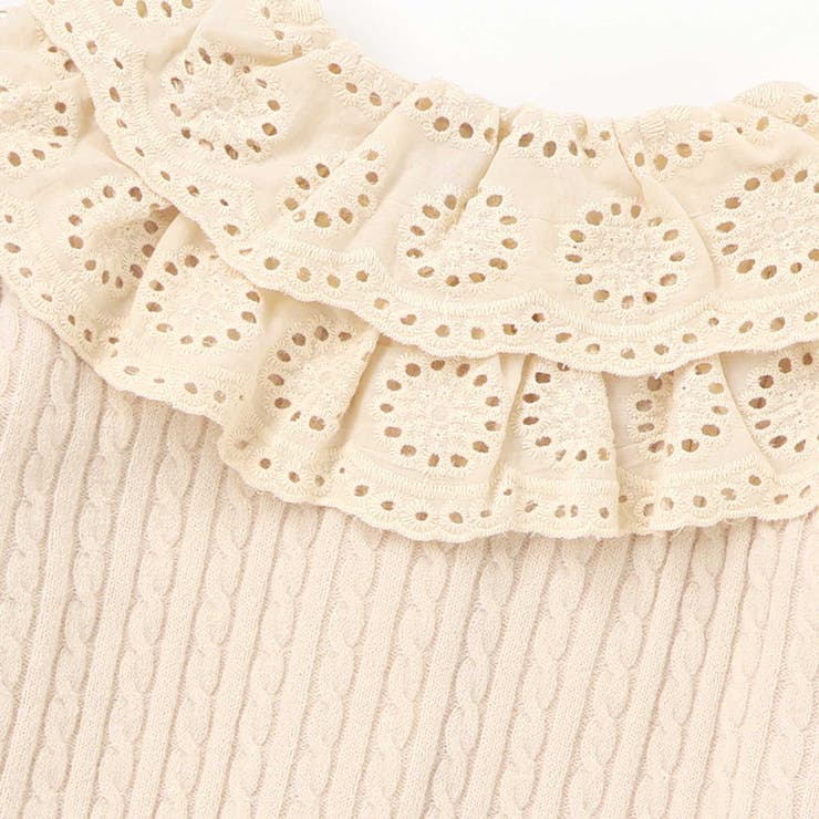 なわ編みニット襟フリルカーディガン(95~150cm) | BeBe Petits Pois Vert | 詳細画像13 