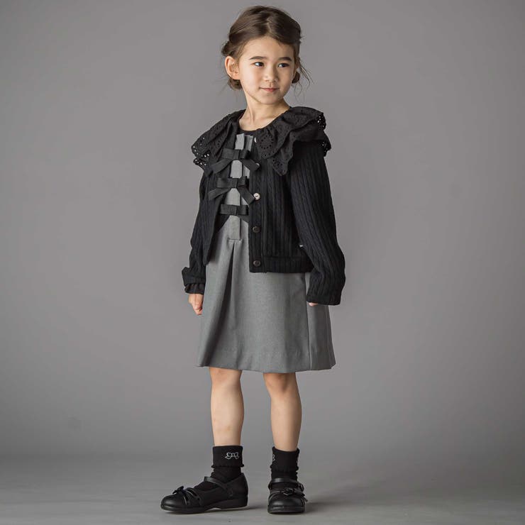 なわ編みニット襟フリルカーディガン(95~150cm) | BeBe Petits Pois Vert | 詳細画像7 