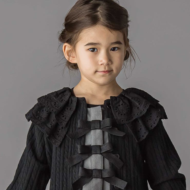 なわ編みニット襟フリルカーディガン(95~150cm) | BeBe Petits Pois Vert | 詳細画像9 