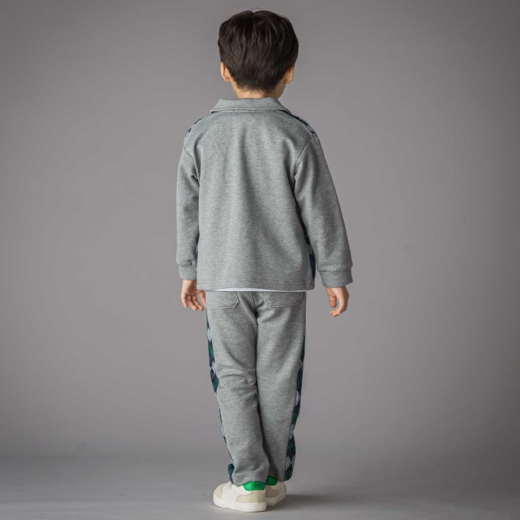 【お揃い】アーガイル+裏毛切り替え襟付きカーディガン(95~150cm) | BeBe Petits Pois Vert | 詳細画像3 