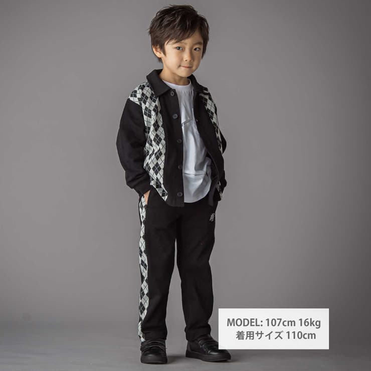 【お揃い】アーガイル+裏毛切り替え襟付きカーディガン(95~150cm) | BeBe Petits Pois Vert | 詳細画像5 