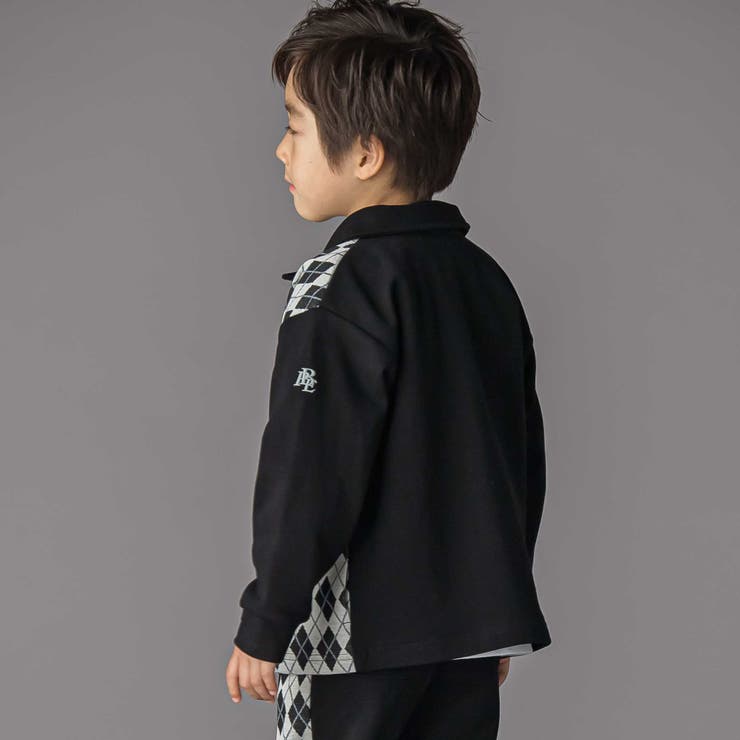 【お揃い】アーガイル+裏毛切り替え襟付きカーディガン(95~150cm) | BeBe Petits Pois Vert | 詳細画像7 