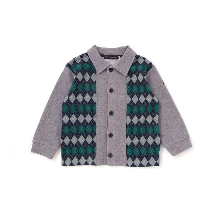 【お揃い】アーガイル+裏毛切り替え襟付きカーディガン(95~150cm) | BeBe Petits Pois Vert | 詳細画像8 