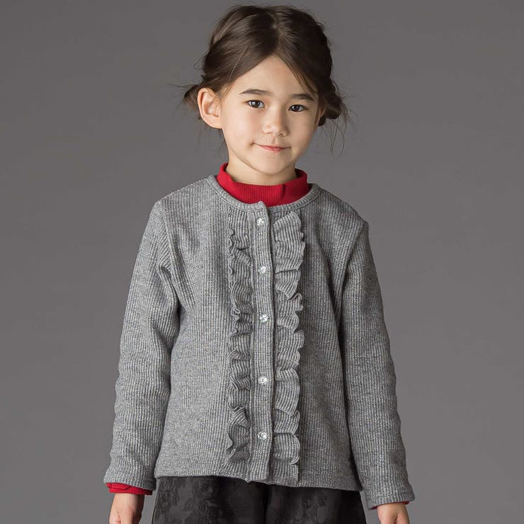 グレー | ラメニットフリルカーディガン(95~160cm) | BeBe Petits Pois Vert