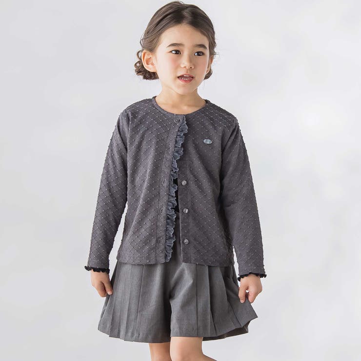 ポツポツ編み長袖チュールフリルカーディガン(95~160cm) | BeBe Petits Pois Vert | 詳細画像3 