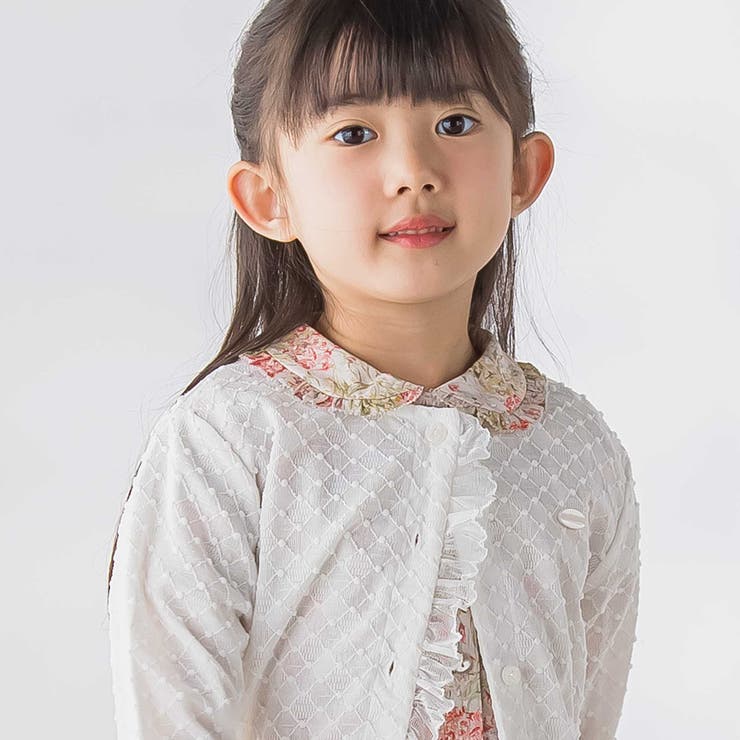 ポツポツ編み長袖チュールフリルカーディガン(95~160cm) | BeBe Petits Pois Vert | 詳細画像5 