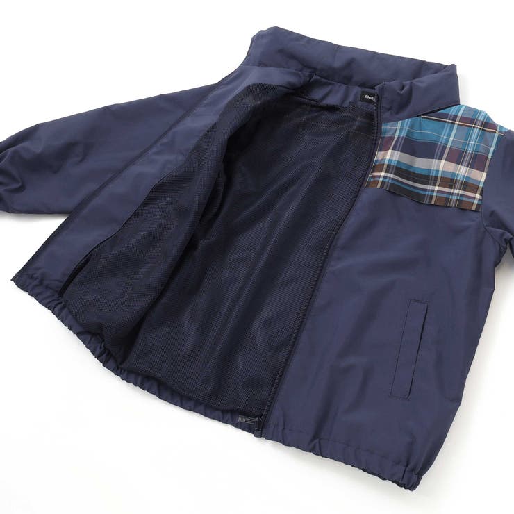 【お揃い】タフタ+チェック切り替えジップアップブルゾン(95~150cm) | BeBe Petits Pois Vert | 詳細画像17 