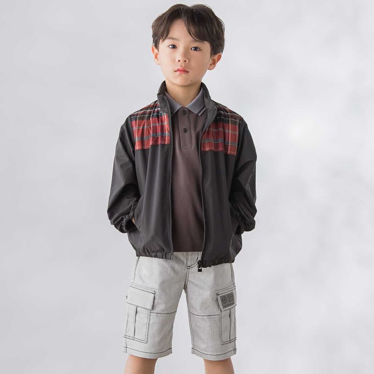 【お揃い】タフタ+チェック切り替えジップアップブルゾン(95~150cm) | BeBe Petits Pois Vert | 詳細画像7 