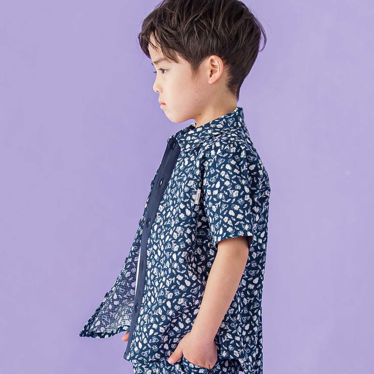 【お揃い】ボタニカル柄シャツ(95~150cm) | BeBe Petits Pois Vert | 詳細画像7 