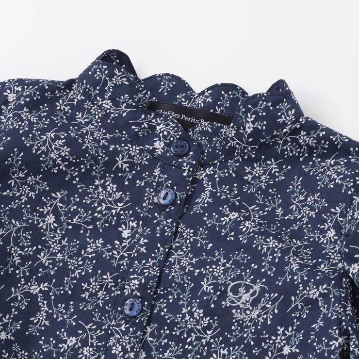 スカラップ襟ブロード花柄シャツ(110~150cm) | BeBe Petits Pois Vert | 詳細画像10 