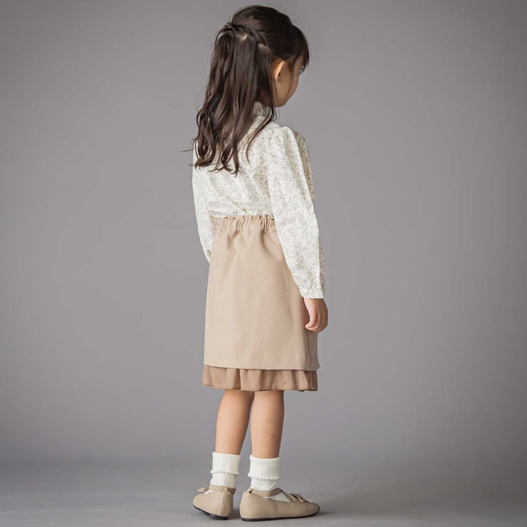 スカラップ襟ブロード花柄シャツ(110~150cm) | BeBe Petits Pois Vert | 詳細画像4 