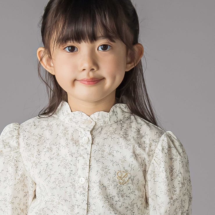 スカラップ襟ブロード花柄シャツ(110~150cm) | BeBe Petits Pois Vert | 詳細画像5 