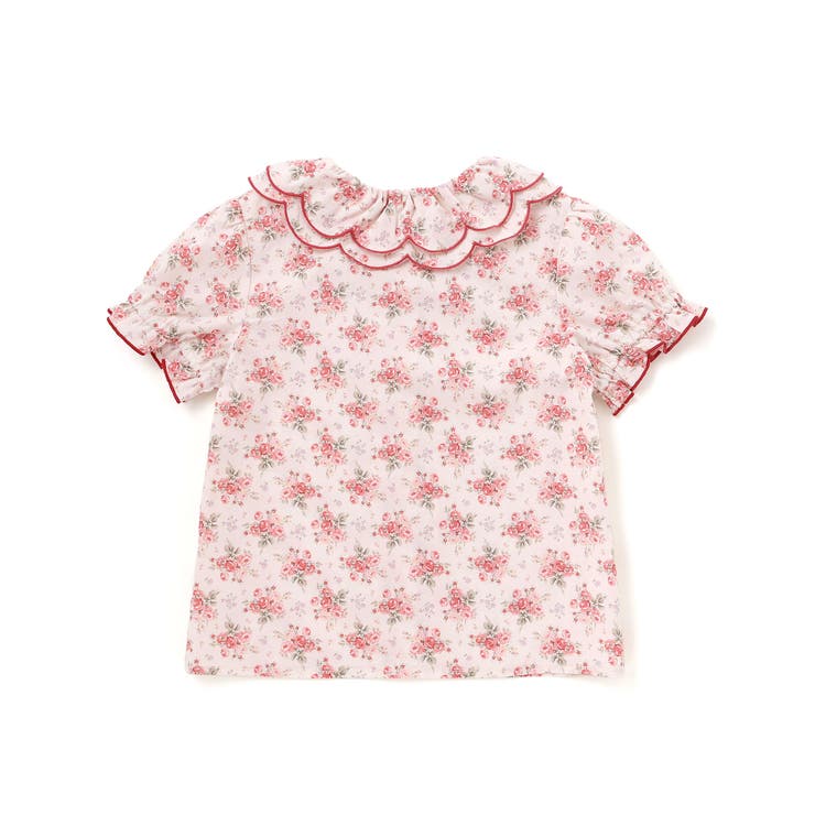 バラ柄スカラップ襟半袖ブラウス(95~150cm) | BeBe Petits Pois Vert | 詳細画像5 
