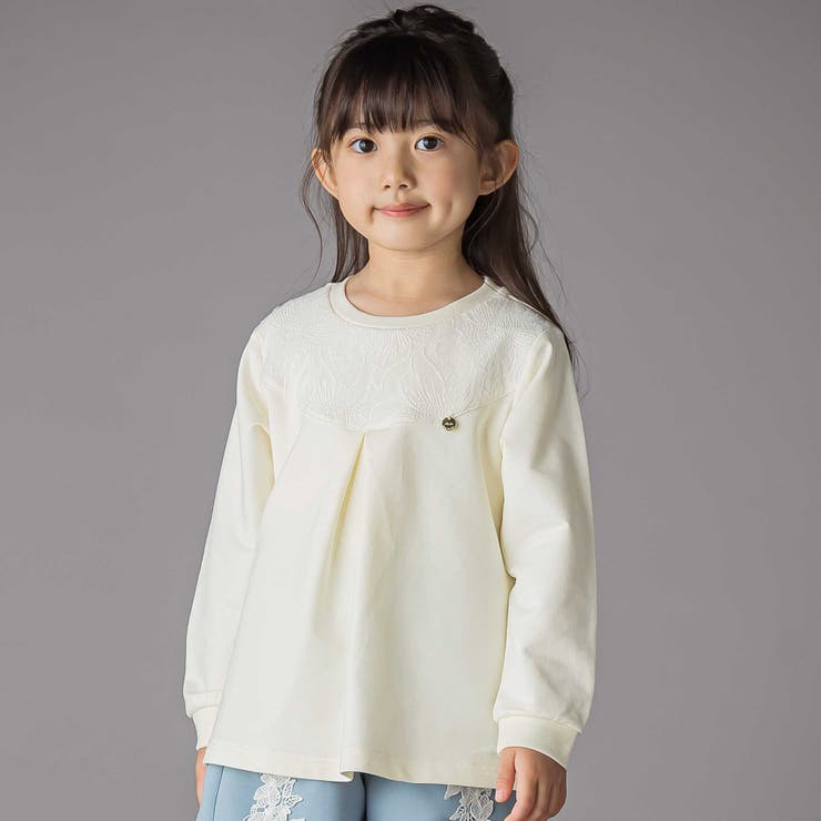 花ストレッチフロントプリーツAライントレーナー(95~160cm) | BeBe Petits Pois Vert | 詳細画像1 