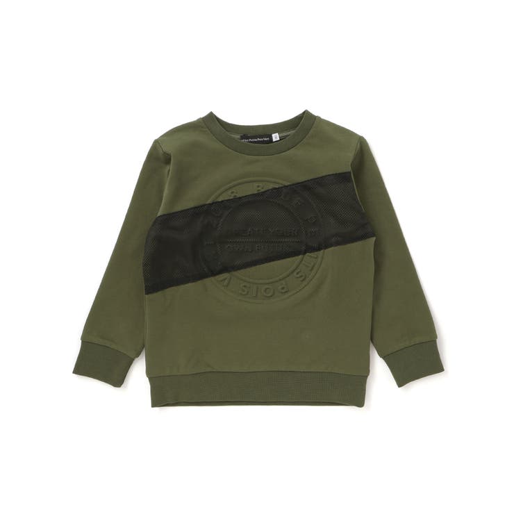 配色斜め切り替えエンボス加工トレーナー(95~150cm) | BeBe Petits Pois Vert | 詳細画像1 