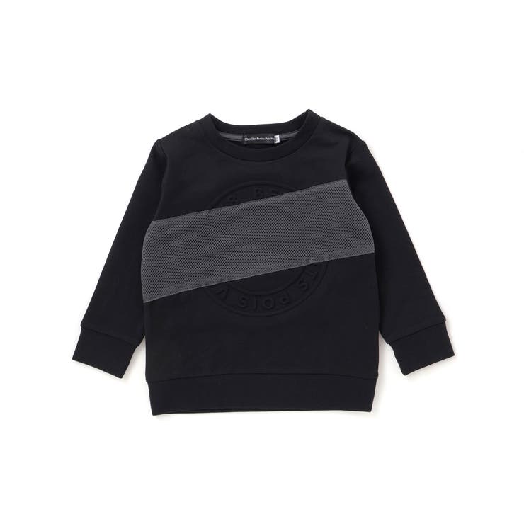 配色斜め切り替えエンボス加工トレーナー(95~150cm) | BeBe Petits Pois Vert | 詳細画像9 