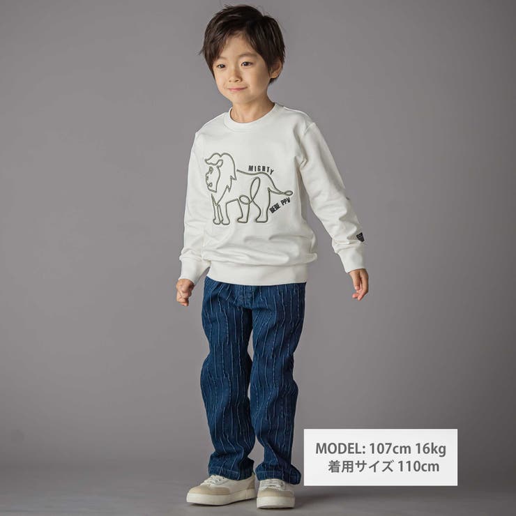 コード刺しゅうライオントレーナー(95~150cm) | BeBe Petits Pois Vert | 詳細画像2 