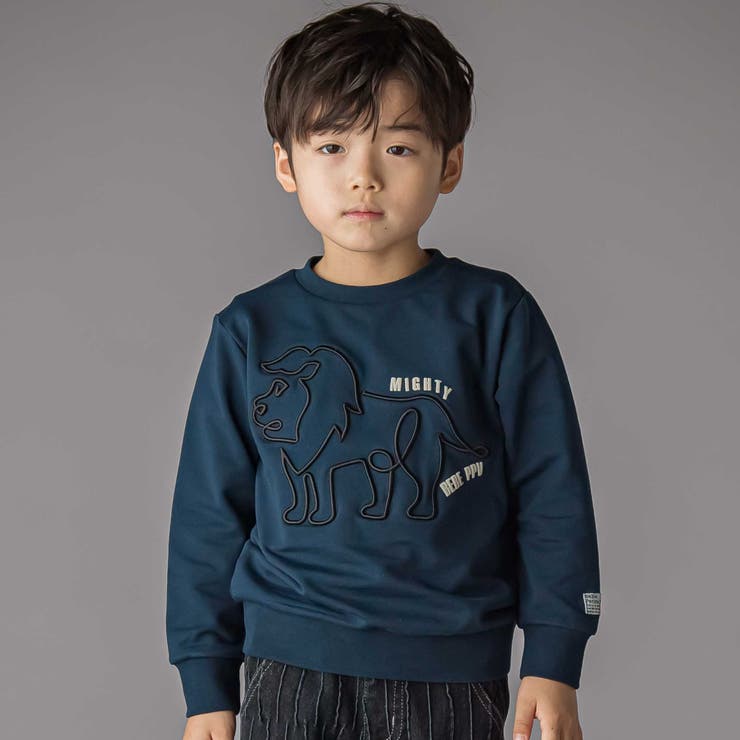 ネイビー | コード刺しゅうライオントレーナー(95~150cm) | BeBe Petits Pois Vert