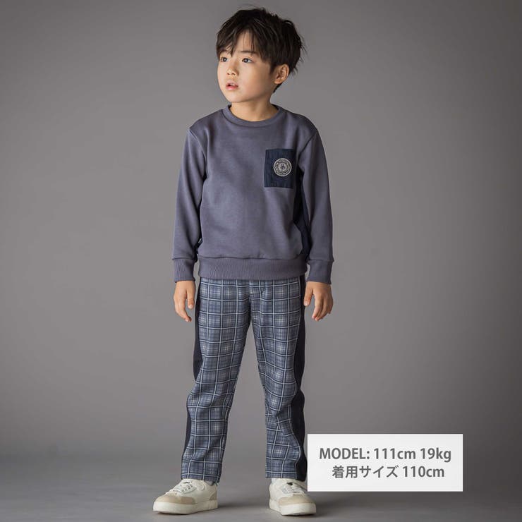 裏毛×タフタ切り替えトレーナー(95~160cm) | BeBe Petits Pois Vert | 詳細画像3 