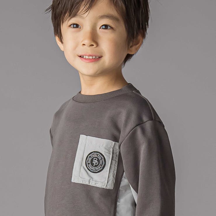 裏毛×タフタ切り替えトレーナー(95~160cm) | BeBe Petits Pois Vert | 詳細画像4 