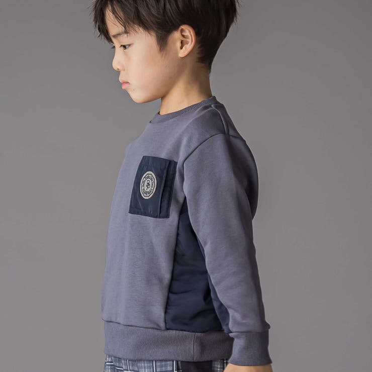 裏毛×タフタ切り替えトレーナー(95~160cm) | BeBe Petits Pois Vert | 詳細画像5 