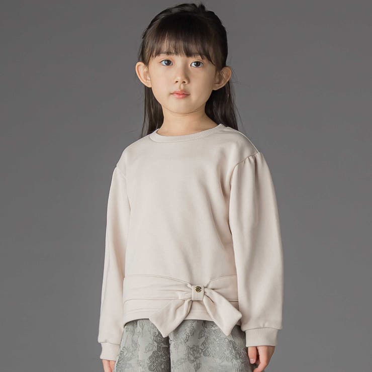 裏毛リボンポイントトレーナー(95~150cm) | BeBe Petits Pois Vert | 詳細画像1 