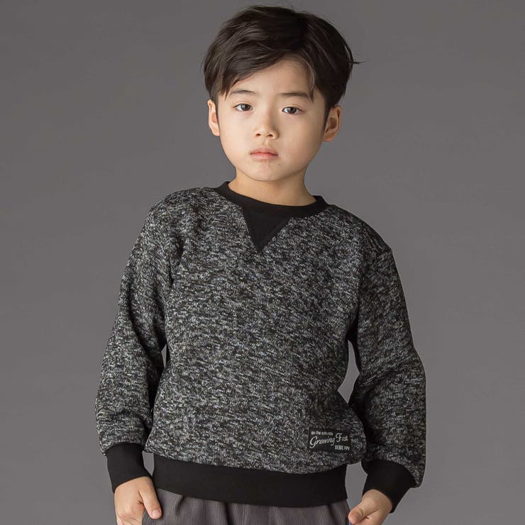 ブラック系 | まだら柄裏起毛トレーナー(95~150cm) | BeBe Petits Pois Vert