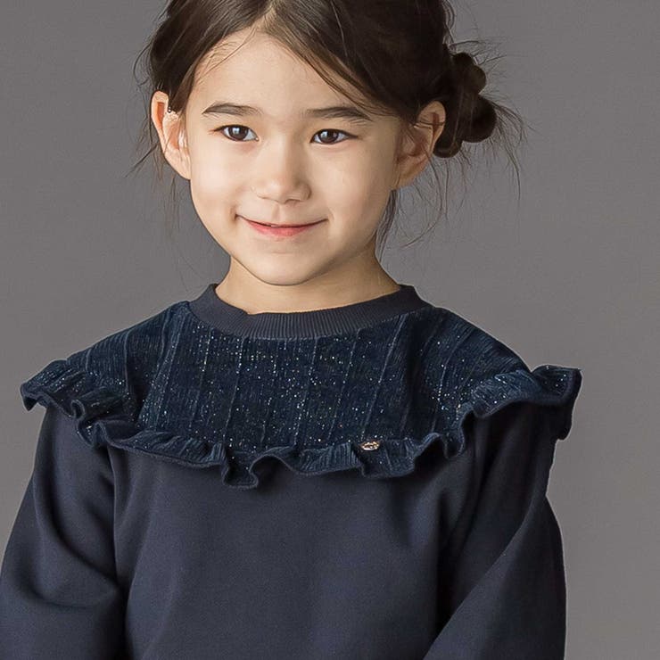 ラメ起毛切り替え裏毛トレーナー(95~150cm) | BeBe Petits Pois Vert | 詳細画像4 