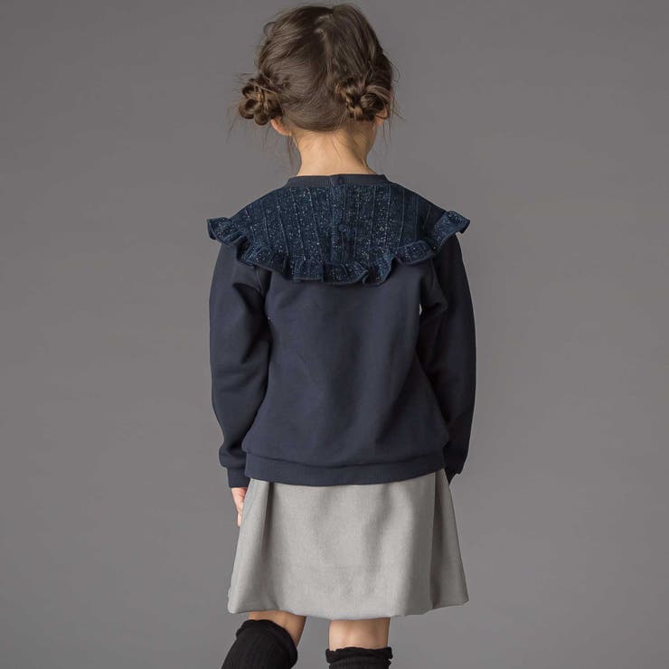 ラメ起毛切り替え裏毛トレーナー(95~150cm) | BeBe Petits Pois Vert | 詳細画像5 