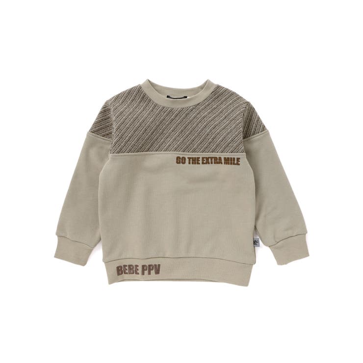 裏毛×斜めジャガード切り替えトレーナー(95~150cm) | BeBe Petits Pois Vert | 詳細画像6 