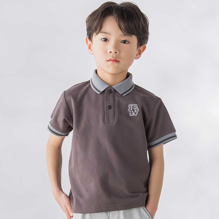 ブラック系 | 編立リブ鹿の子半袖ポロシャツ(95~150cm) | BeBe Petits Pois Vert