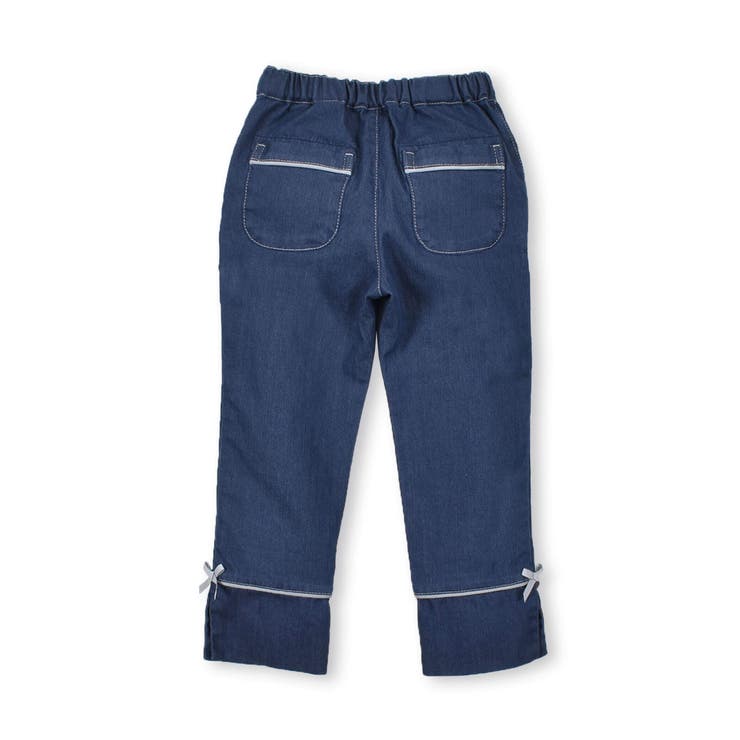 ストレッチ デニム 裾 リボン パンツ (95~150cm)[品番：BEBK0006466