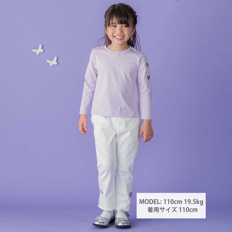 裾リボンスリット入りデニムパンツ(95~160cm) | BeBe Petits Pois Vert | 詳細画像2 