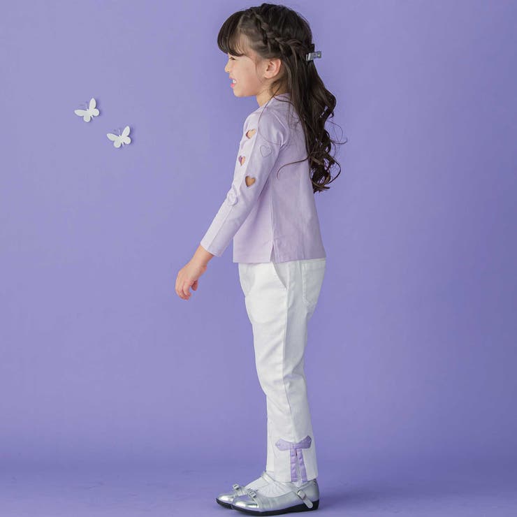 裾リボンスリット入りデニムパンツ(95~160cm) | BeBe Petits Pois Vert | 詳細画像3 