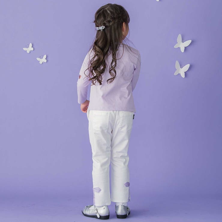 裾リボンスリット入りデニムパンツ(95~160cm) | BeBe Petits Pois Vert | 詳細画像4 