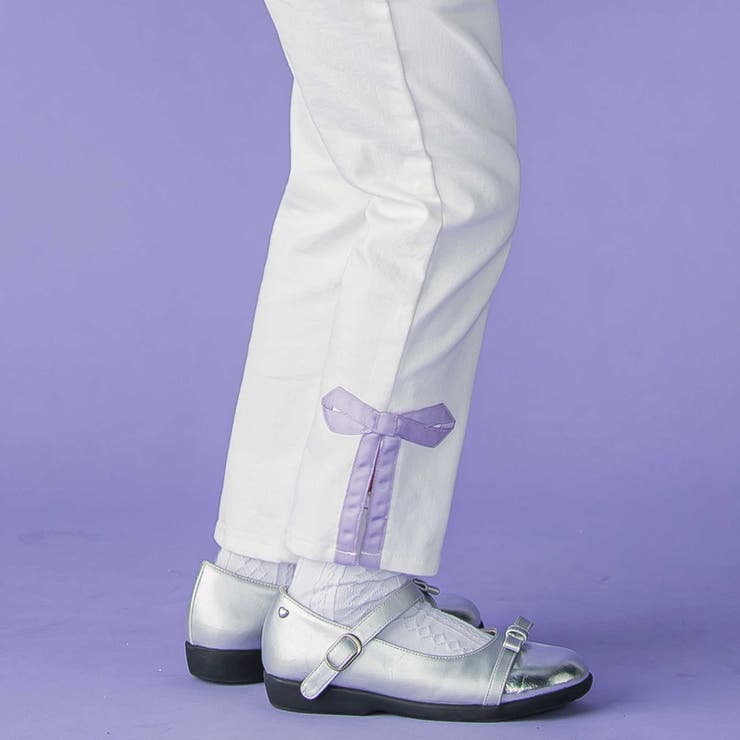 裾リボンスリット入りデニムパンツ(95~160cm) | BeBe Petits Pois Vert | 詳細画像5 