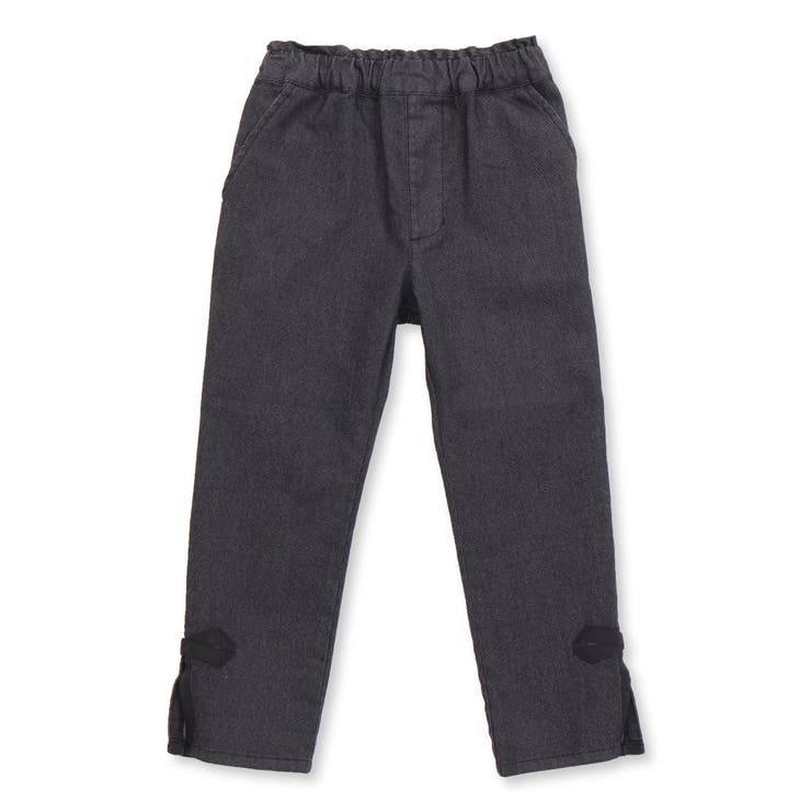 ブラック | 裾リボンスリット入りデニムパンツ(95~160cm) | BeBe Petits Pois Vert