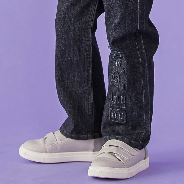 フリンジパッチロゴ入りストレッチデニムパンツ(95~160cm) | BeBe Petits Pois Vert | 詳細画像5 