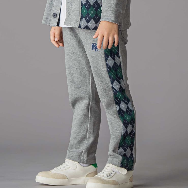 グレー系 | 【お揃い】アーガイル+裏毛切り替えパンツ(95~160cm) | BeBe Petits Pois Vert