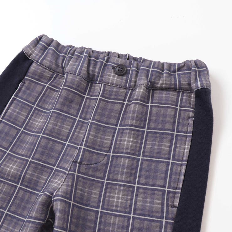 【お揃い】チェック柄裏毛配色切り替えロングパンツ(95~160cm) | BeBe Petits Pois Vert | 詳細画像10 