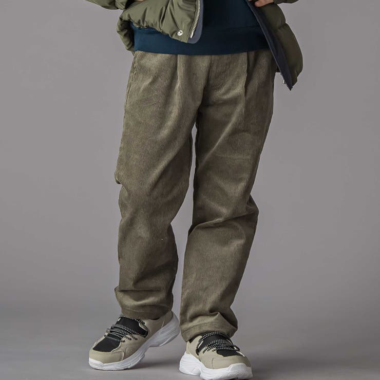 グリーン | ウエストタブデザインコーデュロイロングパンツ(95~160cm) | BeBe Petits Pois Vert