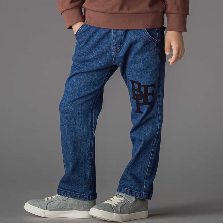 フロッキープリントストレッチロングデニムパンツ(95~160cm) | BeBe Petits Pois Vert | 詳細画像1 