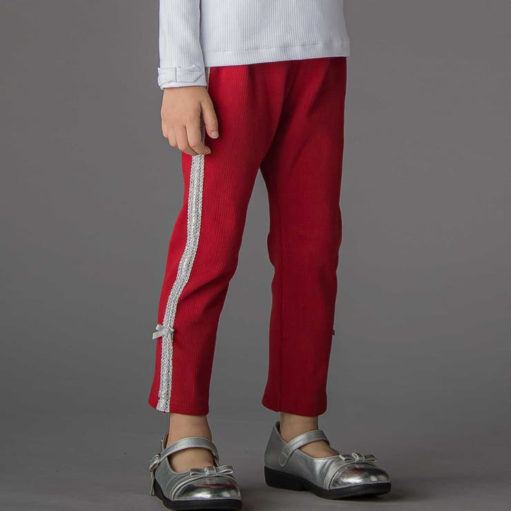 【お揃い】サイドリボンレースリブレギンス(95~150cm) | BeBe Petits Pois Vert | 詳細画像3 