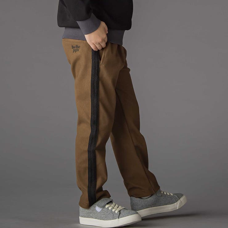 ブラウン | サイドテープ起毛ニットロングパンツ(95~150cm) | BeBe Petits Pois Vert