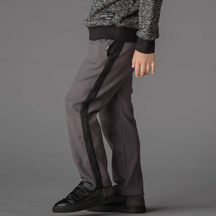 グレー | サイドテープ起毛ニットロングパンツ(95~150cm) | BeBe Petits Pois Vert